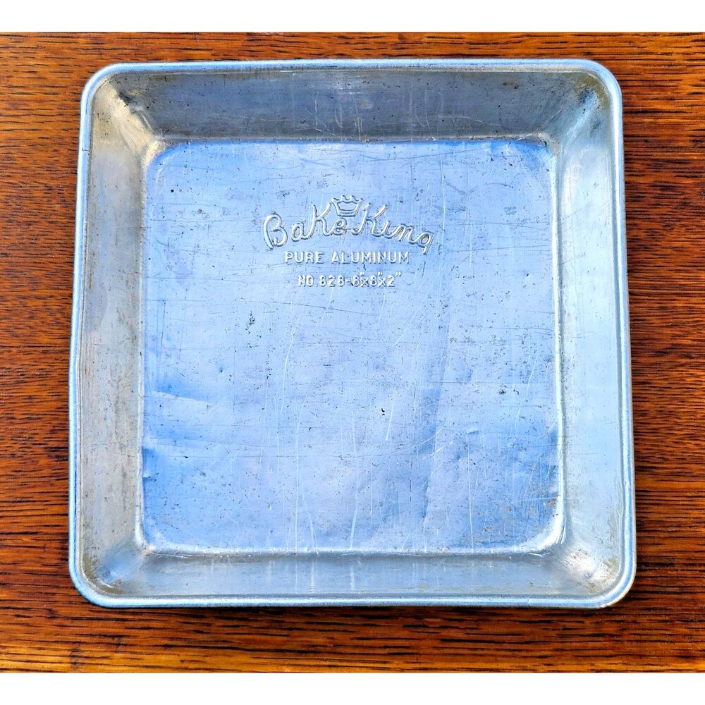 Vintage Bake King Square Cake Pan Tin King Bakeware Chicago Aluminum 8x8 USA
